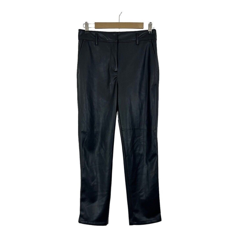 LOFT Womens Size 4 Black Faux Leather Taper Leg Pants